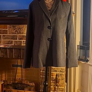 Magaschoni Grey White Pin Stripe Jacket.